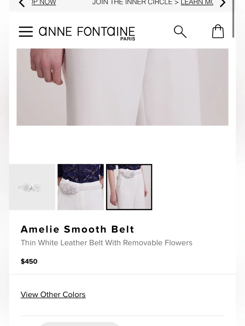 Anne Fontaine Amelie Belt early 2000s Pewter Metalic